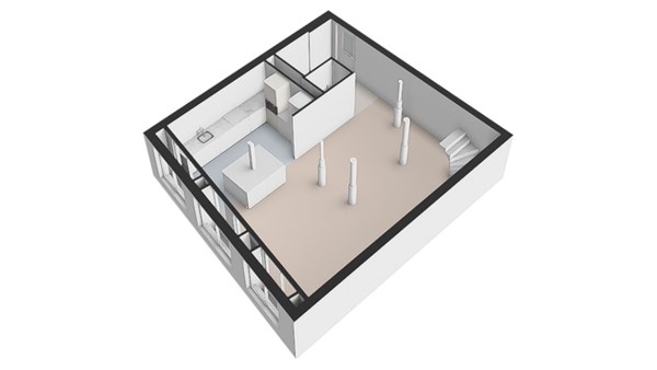 Plattegrond - Oude Delft 91D, 2611 BD Delft - Begane grond-3D.jpg